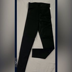 Black faux leggings high rise